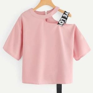 Shein Plus Cut Out Neck Letter Tape Panel …